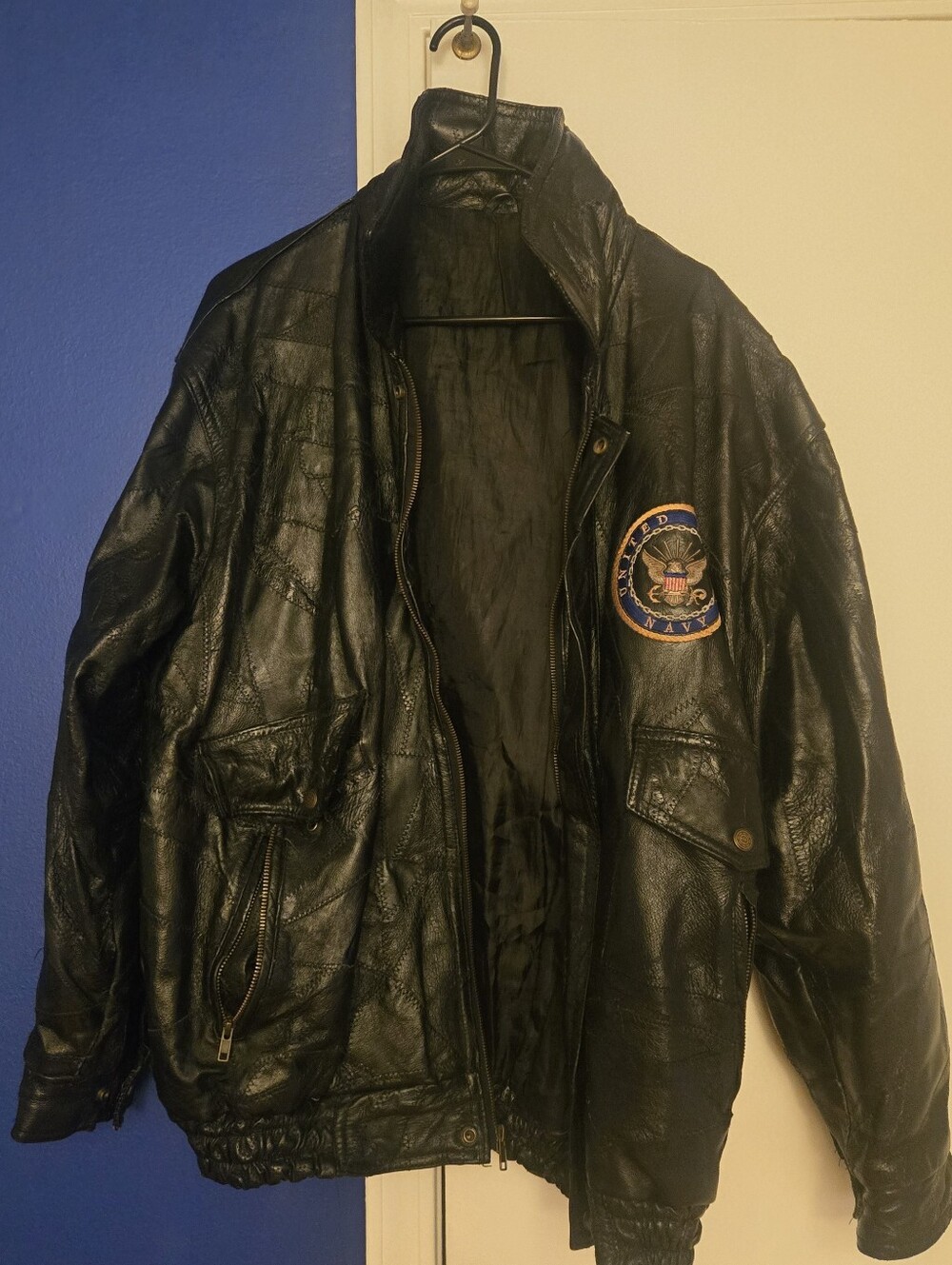 Genuine Leather Navy Jacket